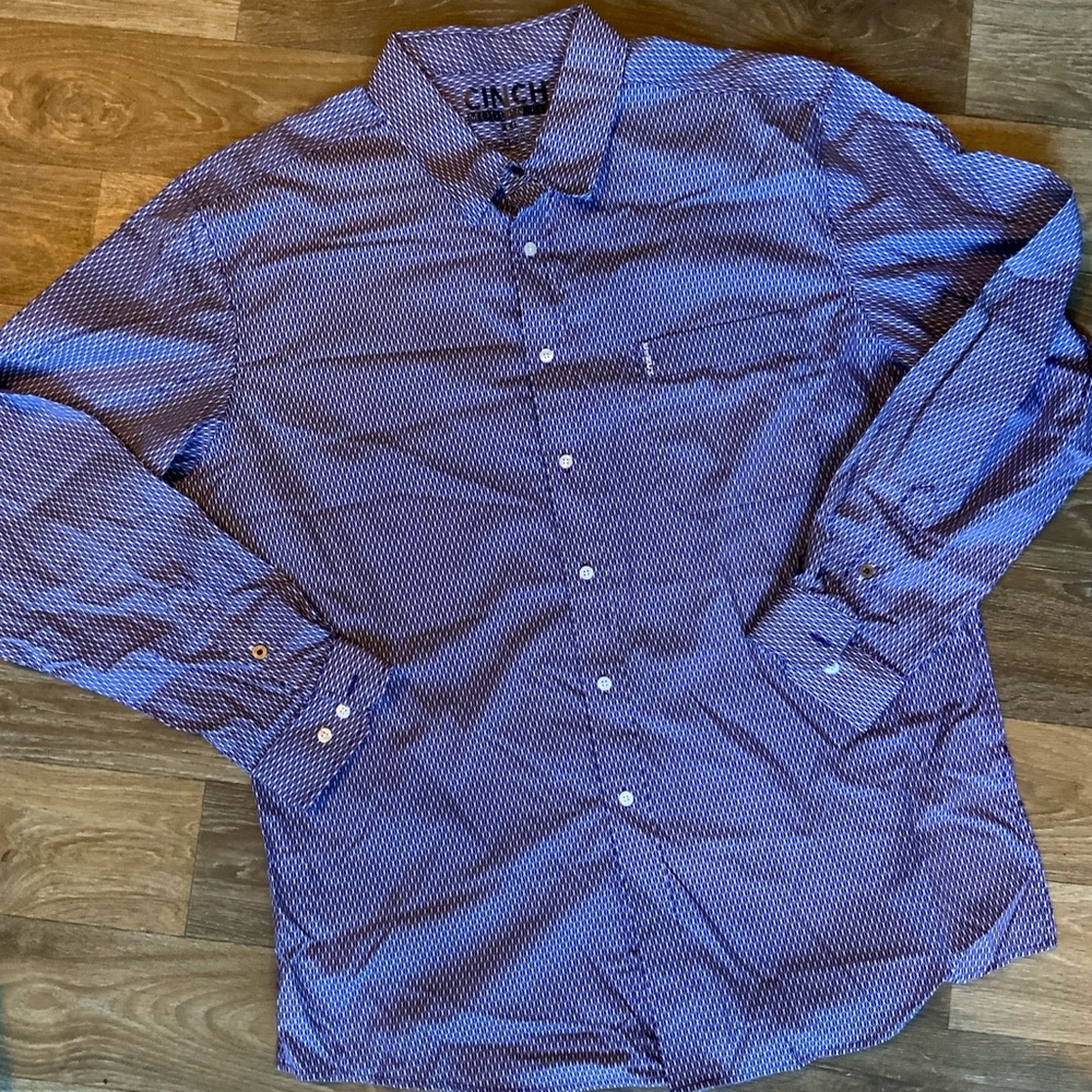 Cinch Men’s Royal Blue Geometric Pattern Western Shirt